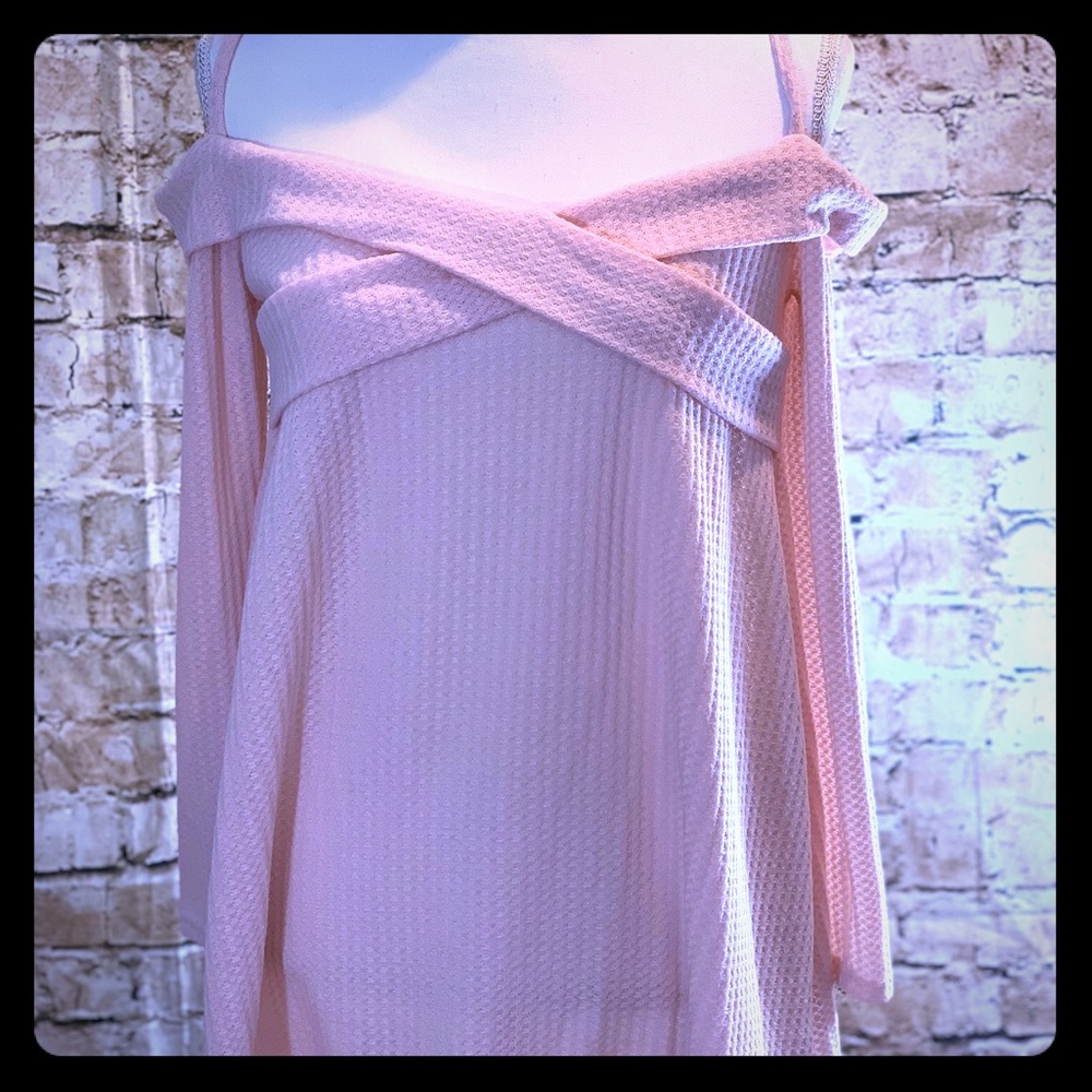 NWOT. Pale blush cross front sweater